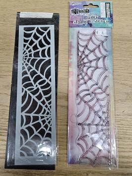 Gebruikt. Dylusions stempel en bijpassend stencil Cobweb